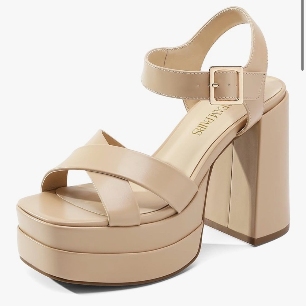 Beige Platform Heels